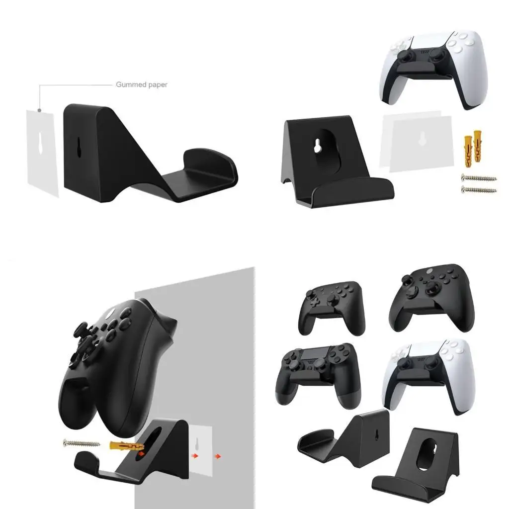 

Y1UB Storage Shelf for Controller Adhesive & Screw Mount Hanger Game Handle Stand
