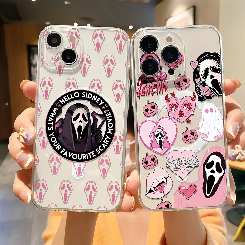 Magnetische Handyhülle für lustige G-Ghostfaces iPhone 17 16 15 14 13 12 11 8 7 Air Plus Pro Max X XR XSMax Fear Scream Film Cover