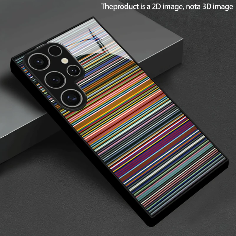 Colorful Abstract Stripes 2D Phone Case for Samsung S26 S25 S24 S23 S22 S21 S20 A55 A54 A53 - Tempered Glass Protective Cover