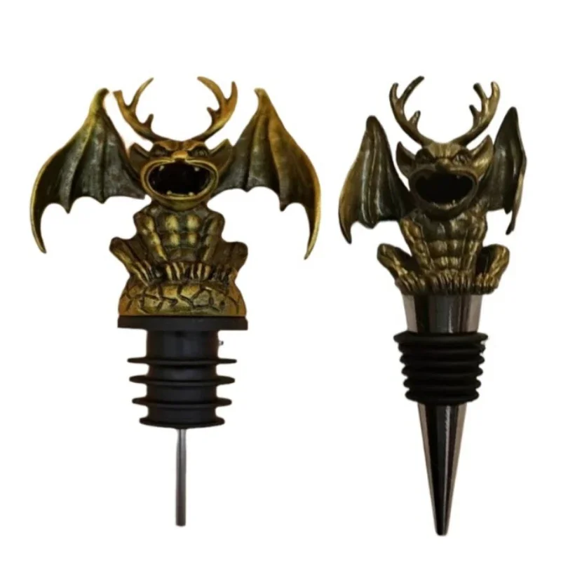 2pcs Retro Gargoyle Pourer Spot Set Home Bar Restaurant Wine Mouth Interesting Bottle Stopper Ornaments