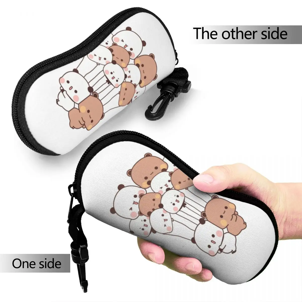 Bubu And Dudu Vertical Glasses Case Panda bear hugs love Male Female Zipper Sunglasses Pouch Trend Pocket Eyeglasses Box