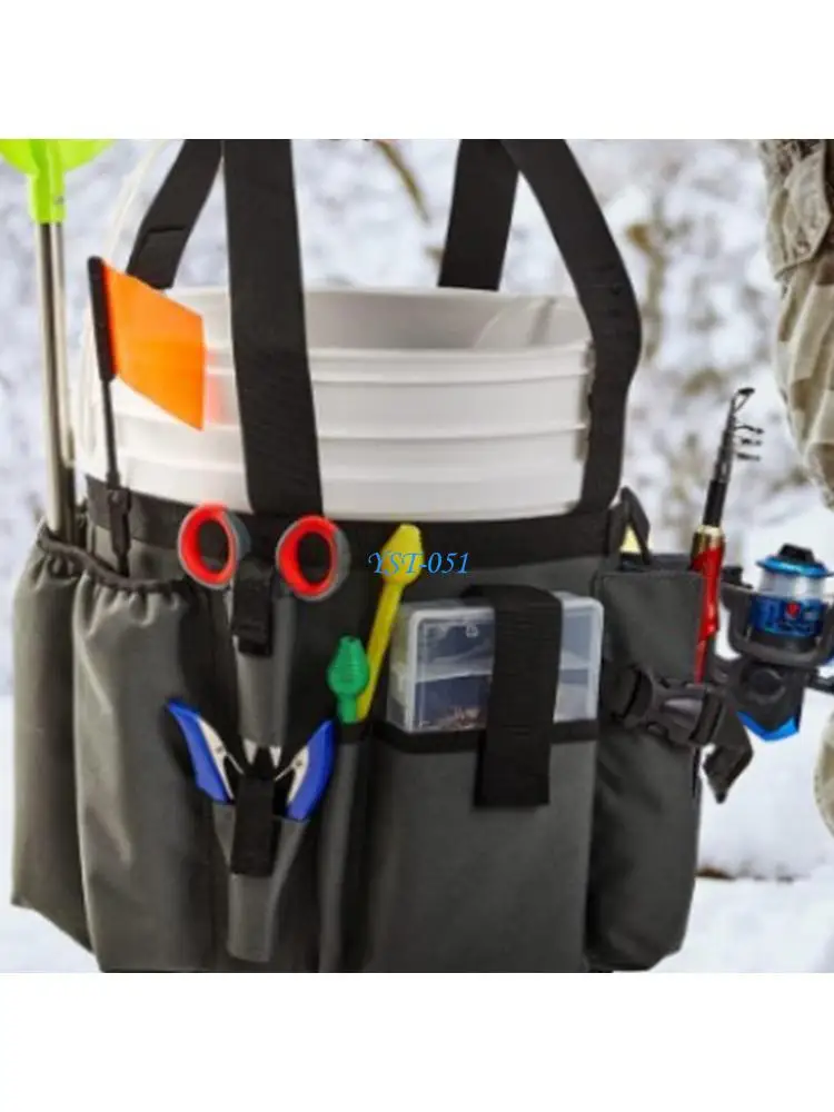 E15A Space Efficient Foldable Tool Storage Bucket Fabric Construction Auto Standing Capability for Quick Tool Retrieval Storage