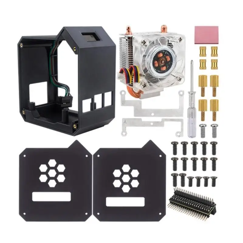 Y1UB Essential Cooling Fan Set For RPi 5 With OLED Display And Efficient Heat Dissipation Ice Tower Cooling Fan Set