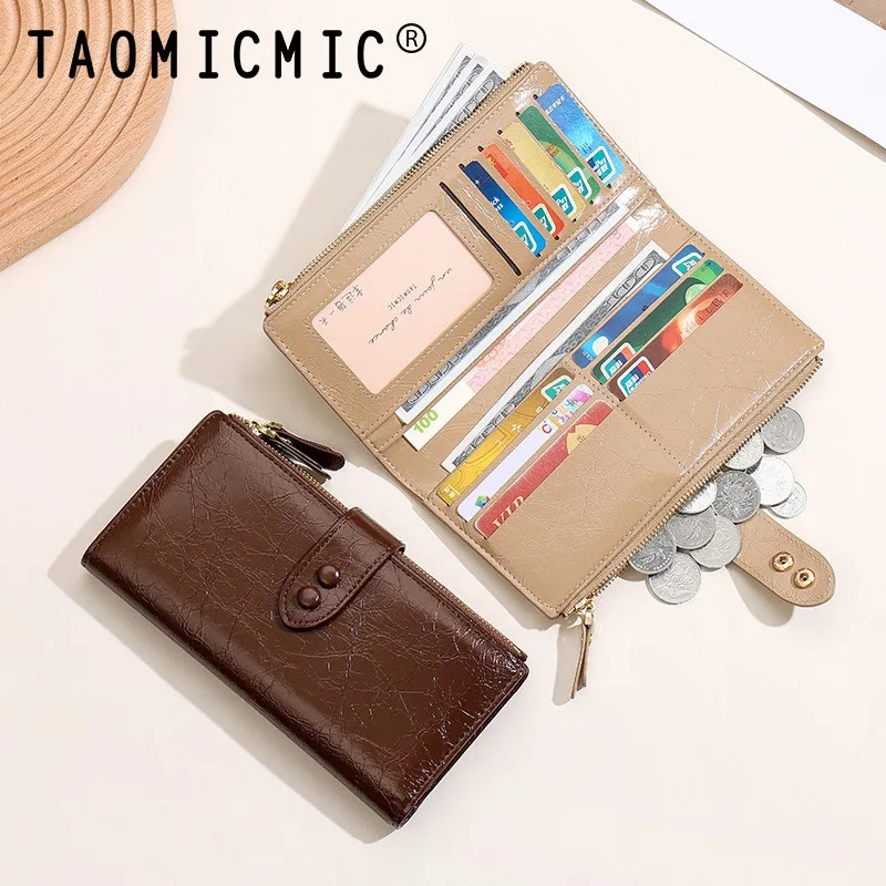 

Fashionable leather long ladies' wallet,large-capacity double-zipper clutch bag for women,multi-slot card bag,cartera mujer