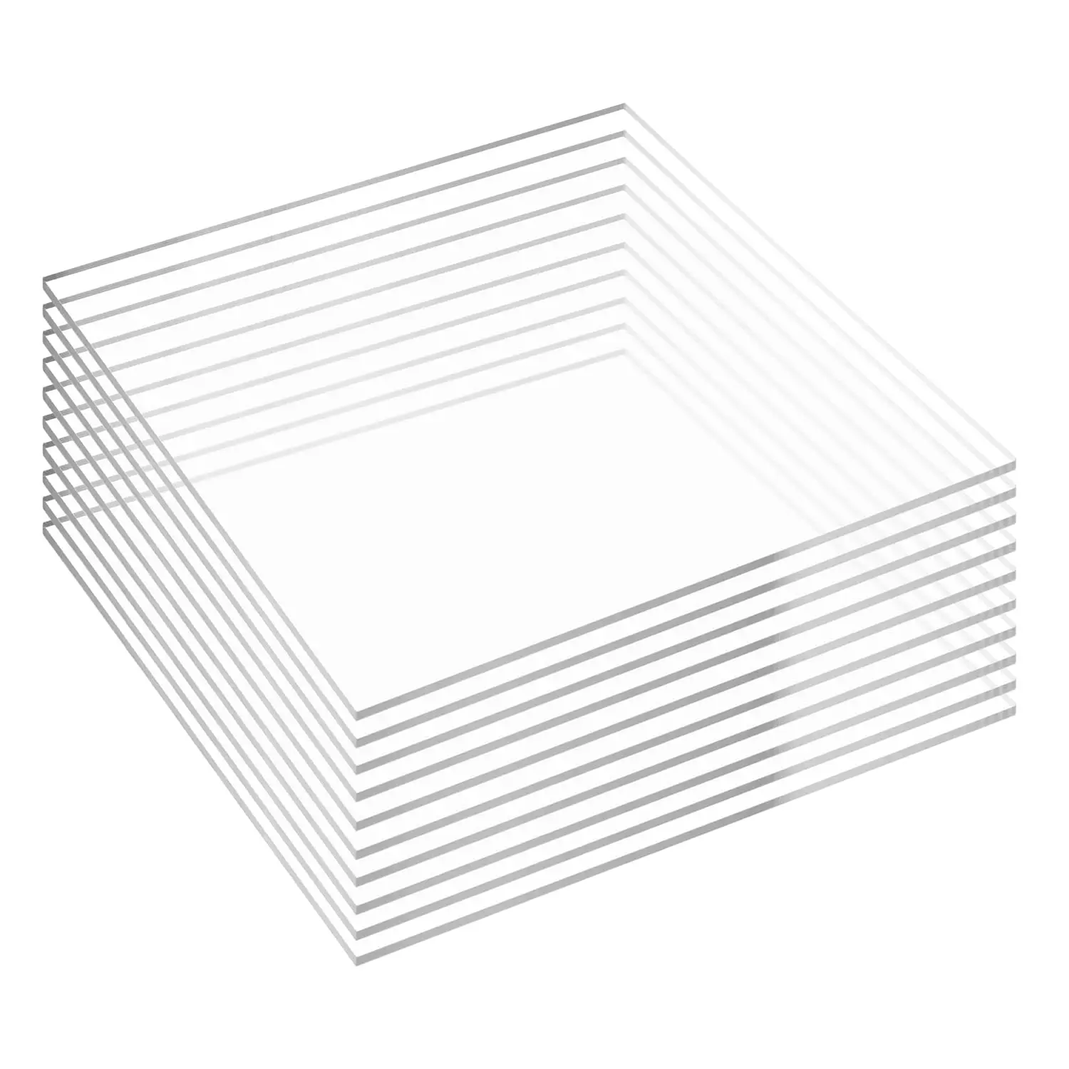 

10 Clear Acrylic Sheets 12x12 Inches, 1/8 Inch Thick Transparent Plastic Panels for Crafts and Laser Cutting