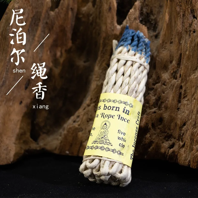 Nepal Handmade Herbal Rope 25 Bundle White Sage Buddha Incense String for Home Bedroom Temple Meditation Herbs