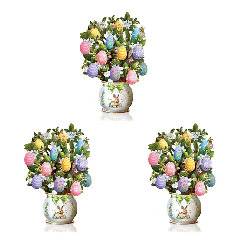 

ABRJ-3X Бумажные открытки, Пасхальное яйцо, Навсегда букет цветов в натуральную величину 3D всплывающие поздравительные открытки с пустой открыткой для заметок