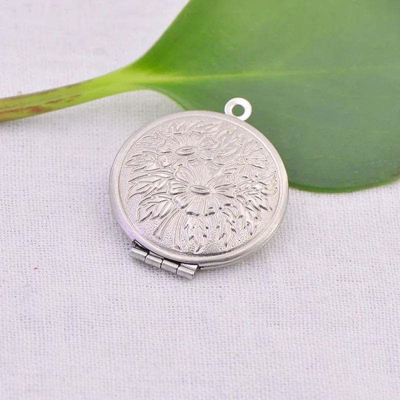 5pcs 316 Stainless Steel Antique Can Open Photo Frame Pendant Necklace Pendulums Charms for Women Diy Jewelry Making Accessories
