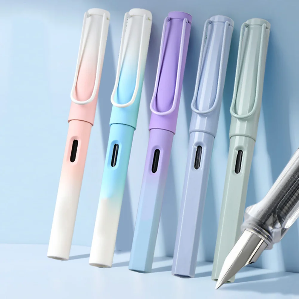 Gradient Fountain Pens Refillable Fountain Pens Smoothing Writing Practice Calligraphy Stationery School Office Supplies Ink Pen