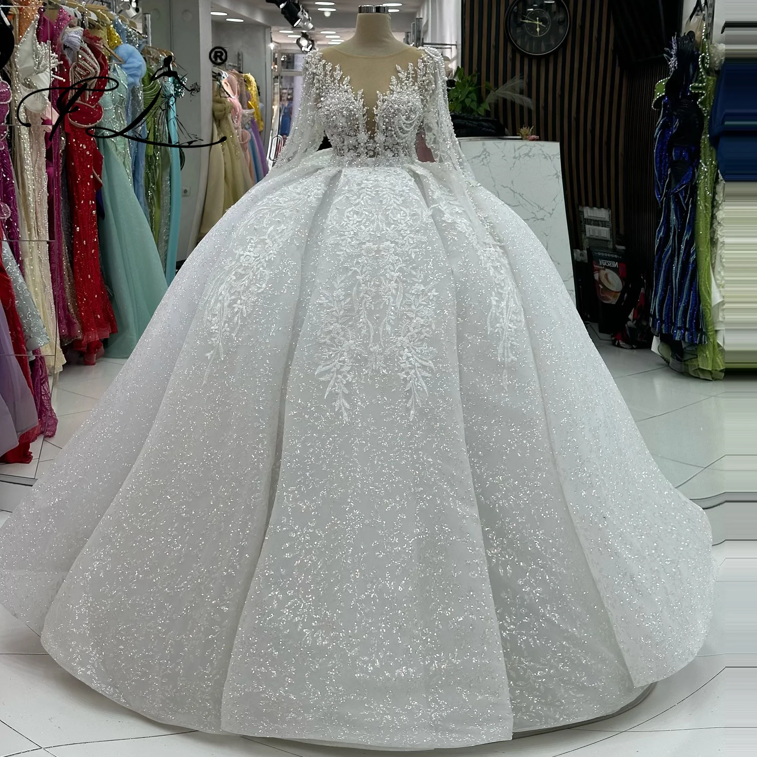 

Бальное платье по индивидуальному заказу, свадебные платья с иллюзией шеи и длинными рукавами, Vestidos De Novia, женские платья для вечеринок и свадебной ночи