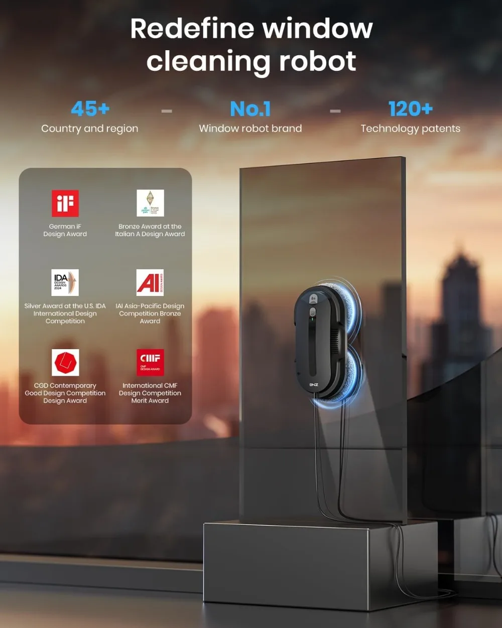 Smart Window Cleaning Robot: Twin Turbo, Dual Auto-Spray, AI Path Planning & Fall Safety