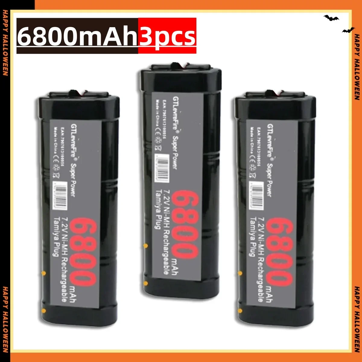 7,2 V batterij 6800 mAh NiMH-batterij RCcar Truck Bugibot Tank Ni MhBattery Grijs Dinervoeding, met Tamiya-connectoren