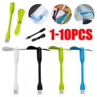1-10PCS Flexible Portable Mini USB Fan for Power Bank Notebook Computer Summer Travel Cooling Gadget Mobile Phone USB Fans