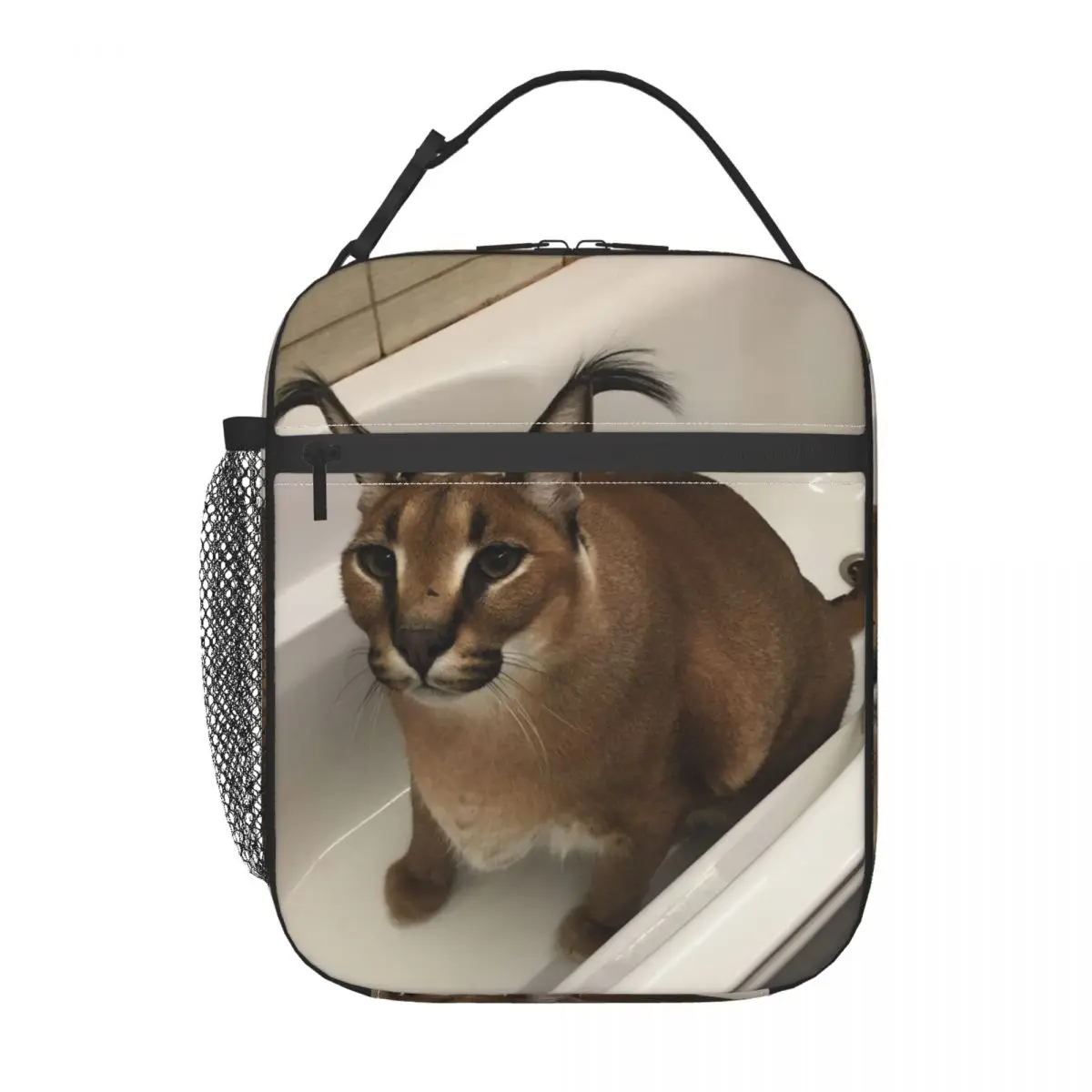 Floppa Cute Meme Insulated Lunch Bags for Outdoor Picnic Funny Caracal Cat Portable Thermal Cooler Bento Box Women Children