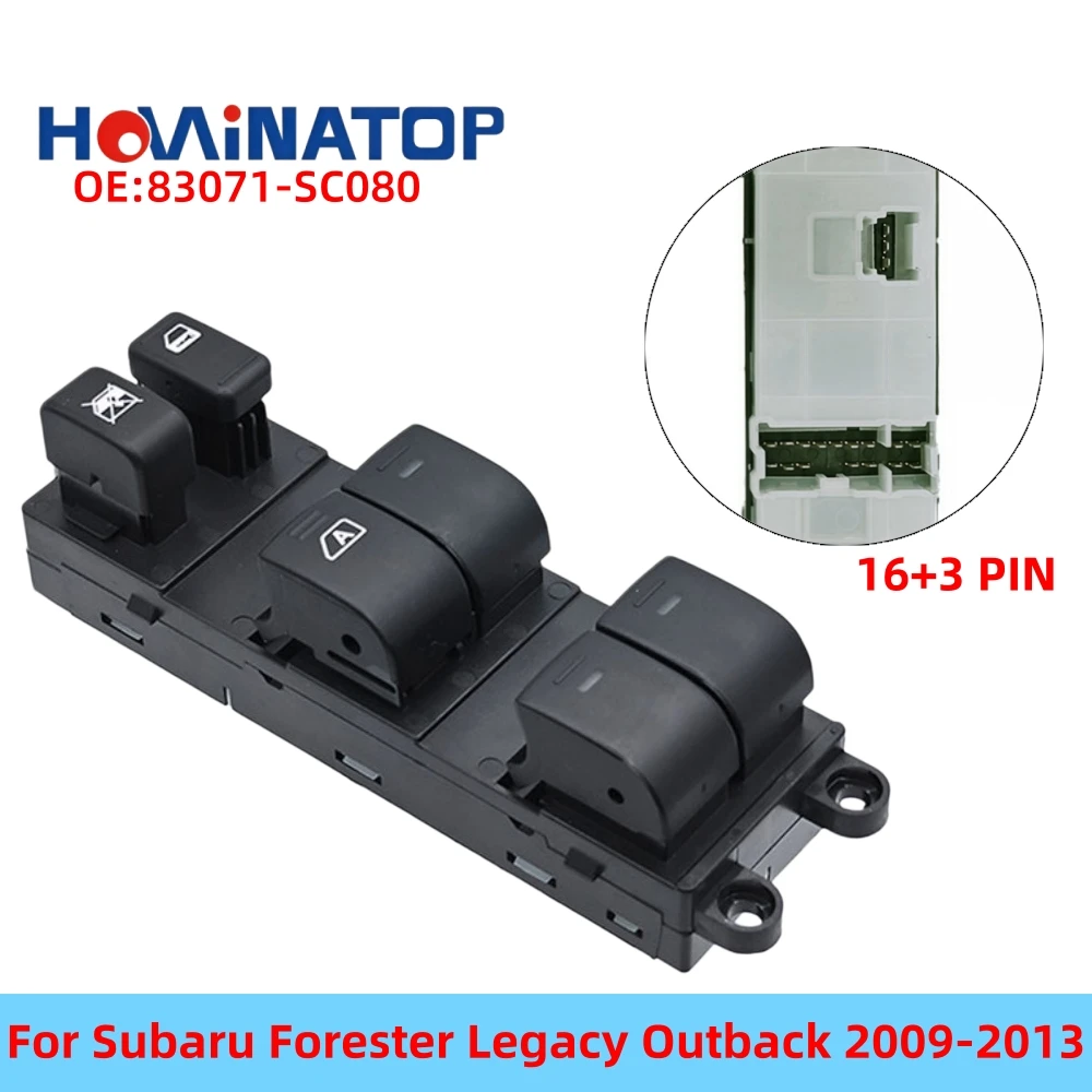 HOWINATOP 83071‑SC080 16+3Pin LHD Power Window Master Switch For Subaru Forester Legacy Outback 2009‑2013 OEM Replacement