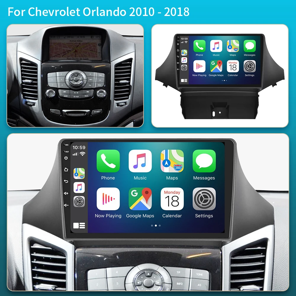 Android 16 For Chevrolet Orlando 2010 - 2018 Radio Multimedia Player GPS Navigation High-performance CPU HDR QLED Screen 4G DVD