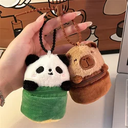 Capivara dos desenhos animados panda moeda bolsa chaveiro moda zíper saco de armazenamento criativo bonito pequeno saco pingente decoração meninas presente