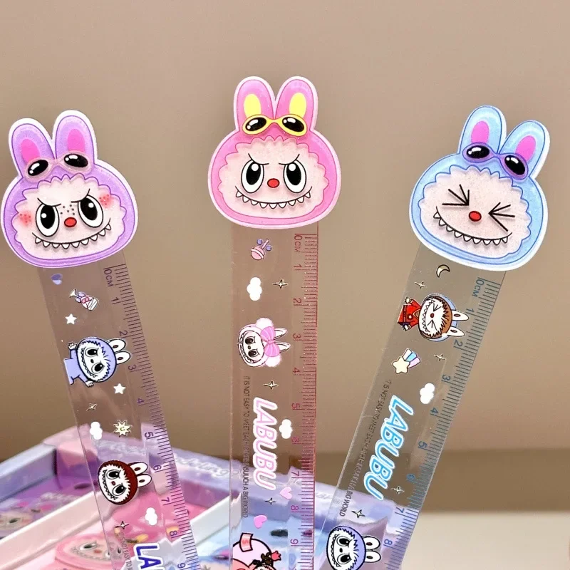 Simpatico cartone animato Studente Accessori di cancelleria in plastica 15 cm Righello trasparente Moda Anime Regalo per ragazzi e ragazze