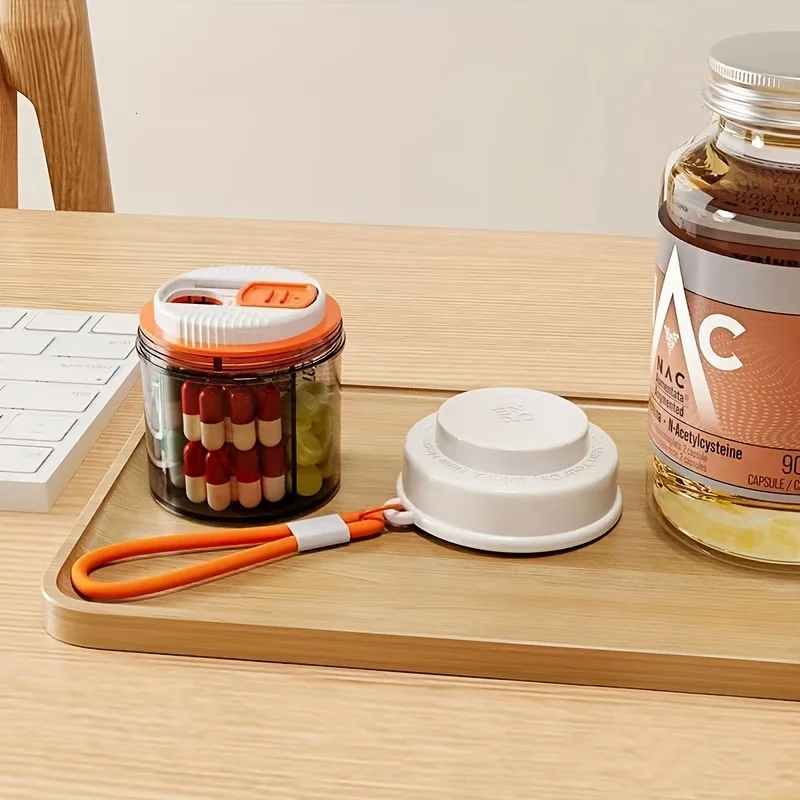 One portable medicine compartment, three mini medicine boxes for each meal of the day