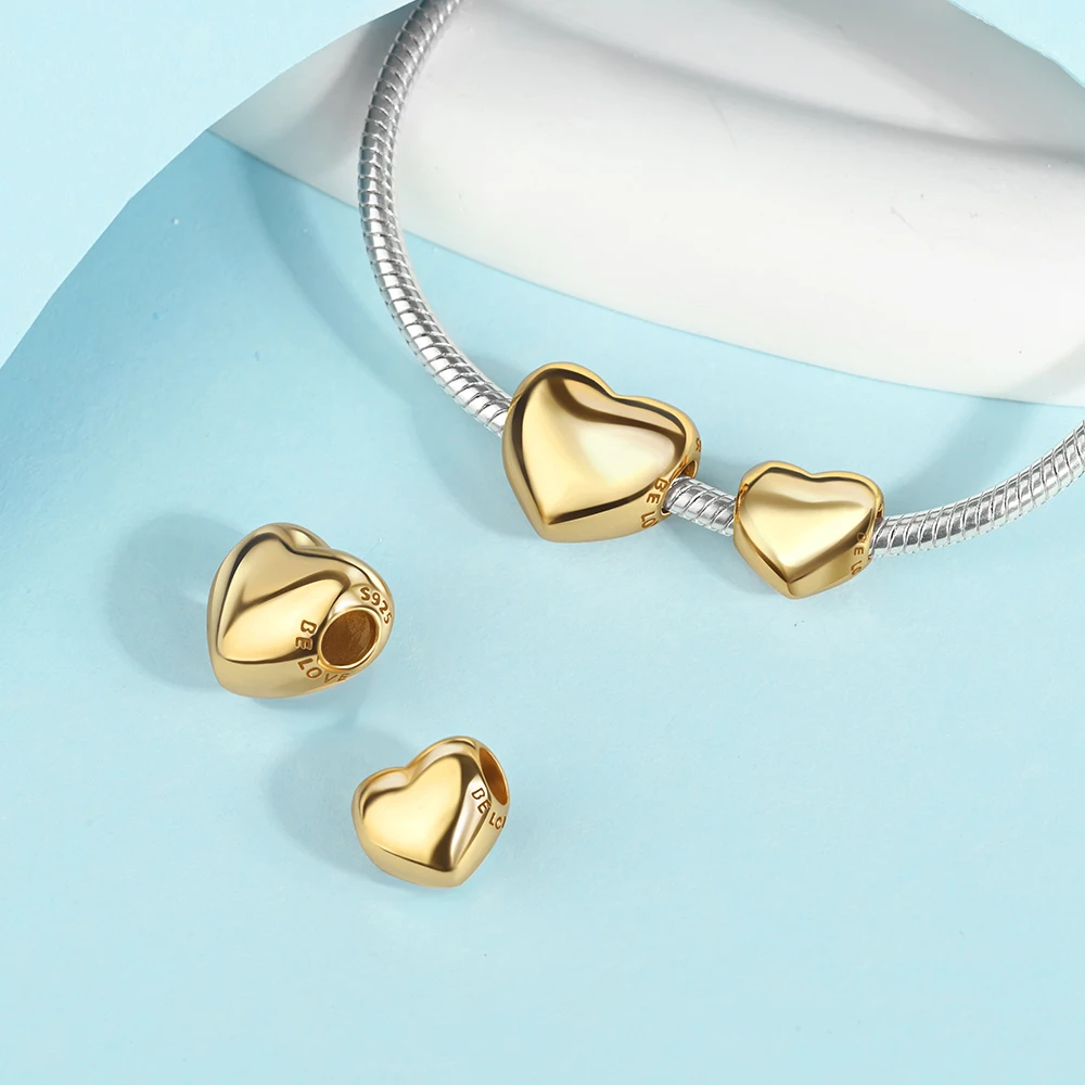 925 Sterling Silber Bunte Glänzende Herzförmige Anhänger-Perlen Passend für Schlangenketten-Armband Halskette Frauen DIY Geburtstag Schmuck Geschenke – Detail 19