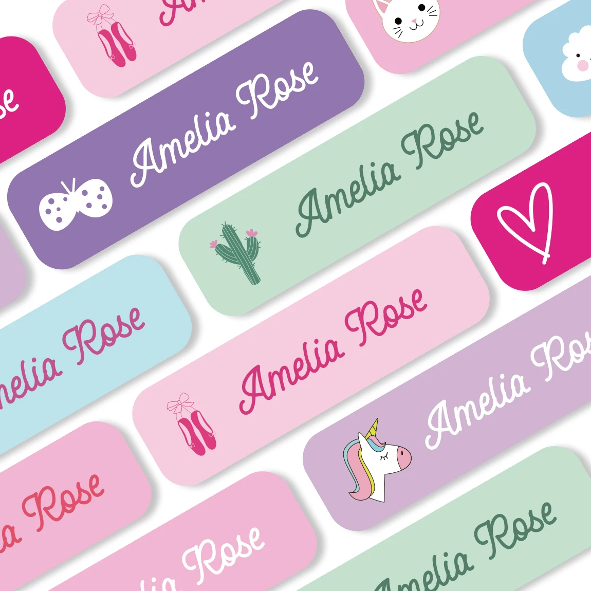 132pcs Personalized Name Stickers Waterproof Laminated Custom Labels Die Cut Name Tags for School Bottle Lunch Box