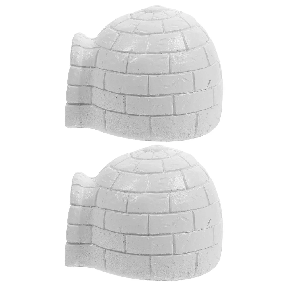 2 Pcs Statue Mini Igloo Fish Tank Decorations Resin Simulated Ice House Ornament