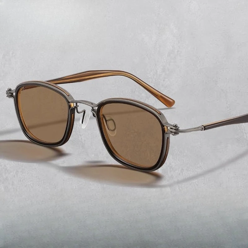 

Steampunk Artistic Glasses, Pure Titanium Ellipse Frame, Full-Rim Vintage Design, Mechanical Punk Style, Handcrafted Eyewear