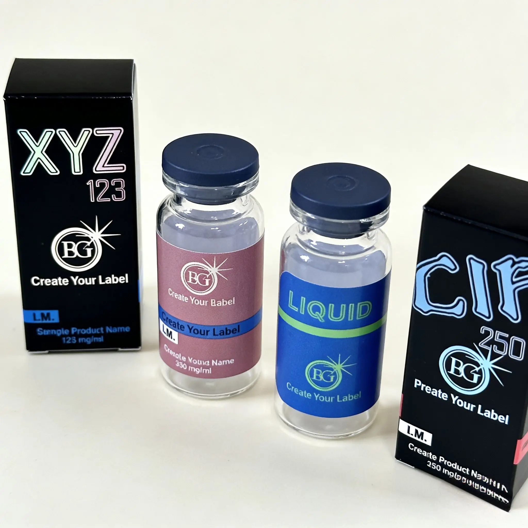 

Custom Printed Color Stable Vinyl Stickers & Boxes for Peptide Health Industry,3ml 5ml 10ml Vial Packaging