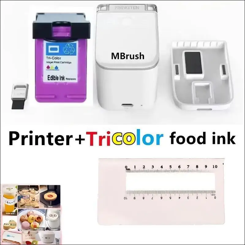 

Kongten Mbrush Food-Specific Inkjet Printer With Edible Ink Cartridges HD Printing On Bread Coffee Milk Tea Biscuit Pattern Logo