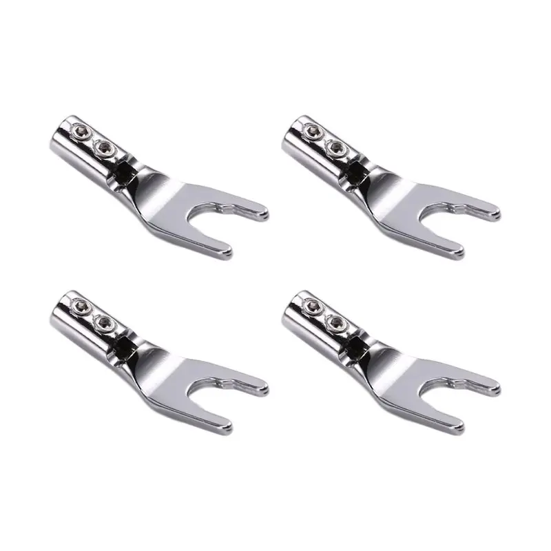 

[NEW!CCDD】 4Pcs Non-Magnetic Speaker Wire Y-Splice Plug U-Fork Amp Wire Connectors Easy Install No Welding Needed