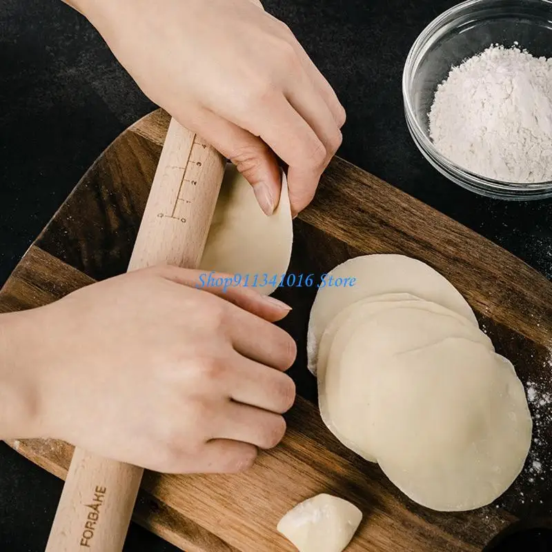 Rolling Pins Beech Material Tapered Rolling Pin Baking Gadgets with 2 Scales for Baking Fondants Cookie Pastry