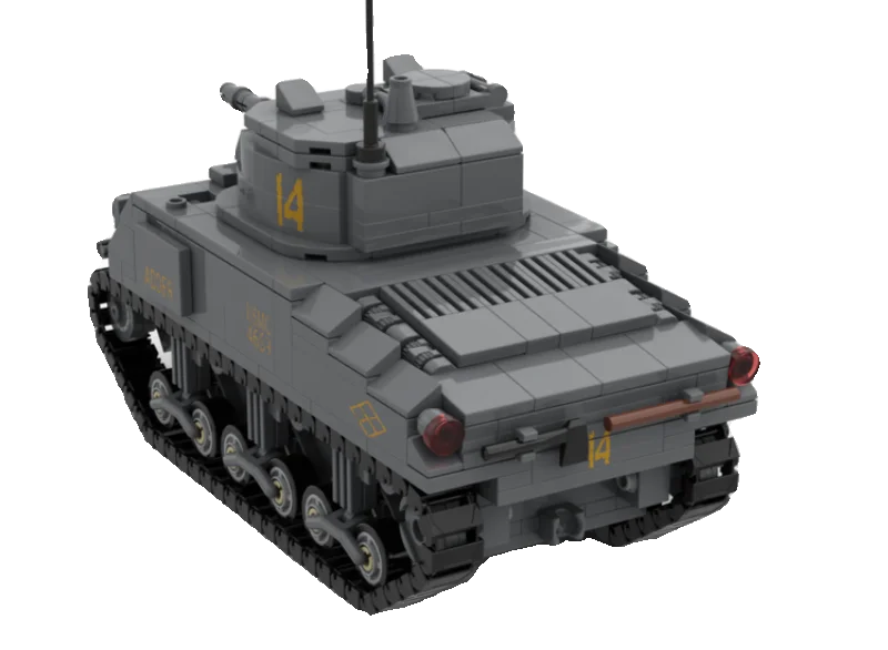 Sherman Tank ww2 Desenho eletrônico Inserção Building Blocks, MOC-XM224, M4A2, 543 pcs