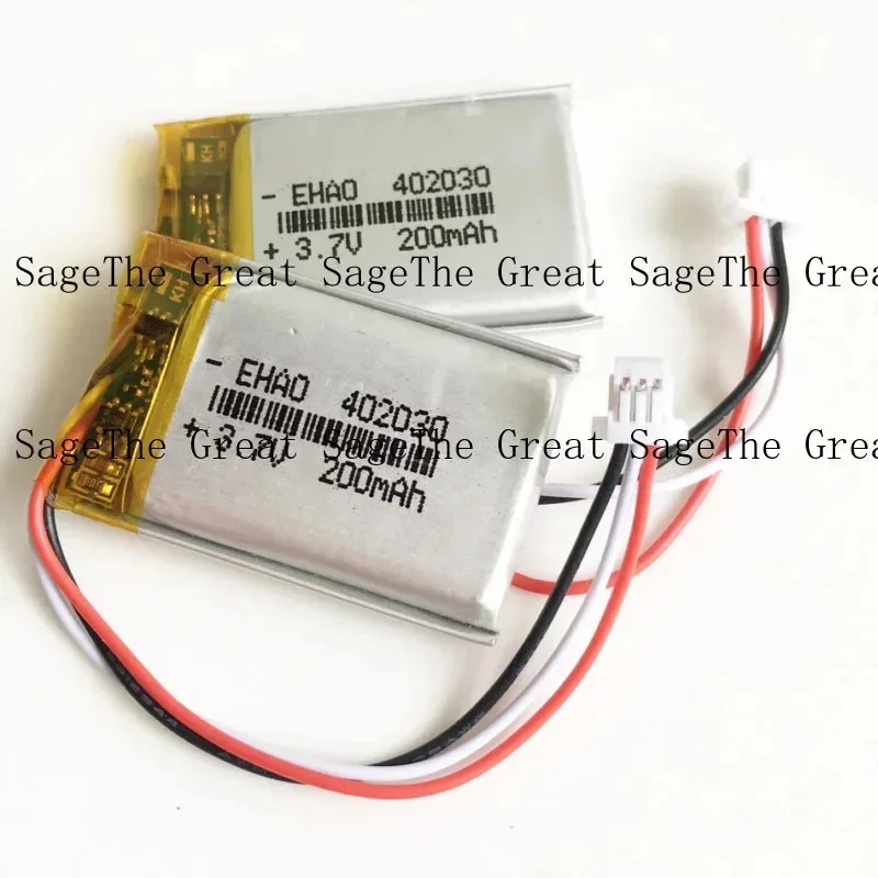 3.7v 402030     200mAh Lipo Rechargeable Battery for JST 3pin 1.0mm Plug Mp3 GPS DVD zm