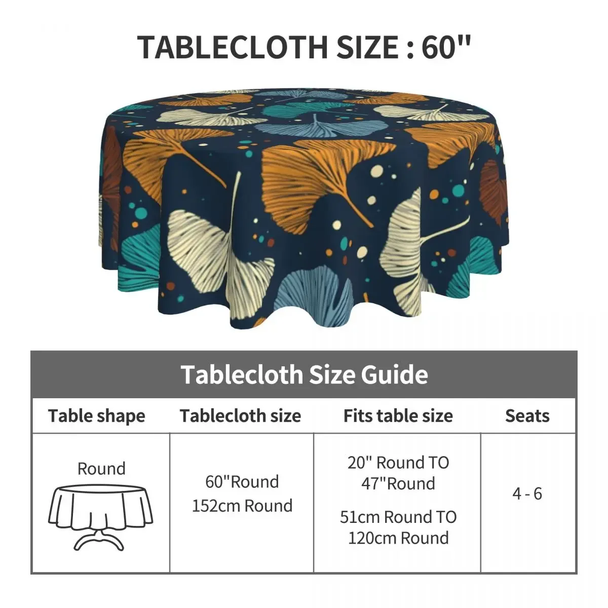 Ginkgo Biloba Pattern Round Tablecloth Colorful Leaf Protection Table Cloth Fashion Wedding Birthday Party Custom Table Cover