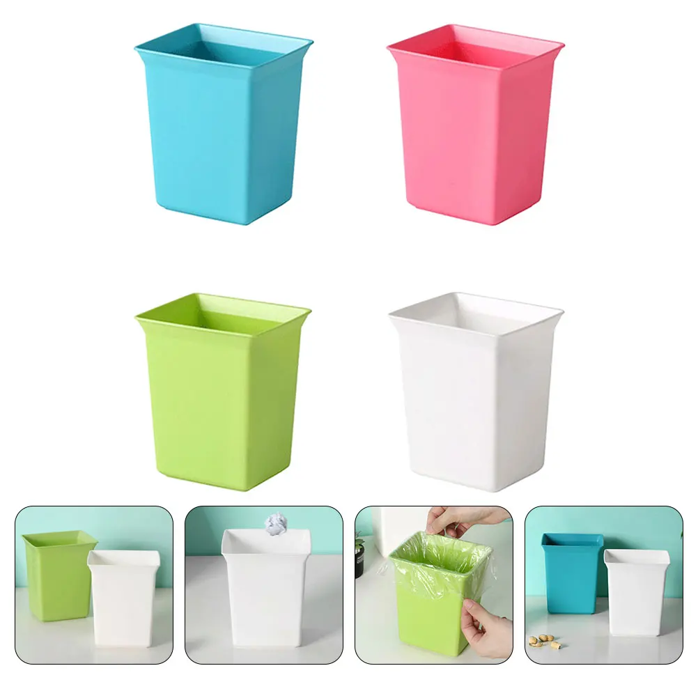 

4 Pcs Desktop Storage Box Creative Trash Can Table Portable Office Holder Garbage Container Small Pp Mini Cans Countertop