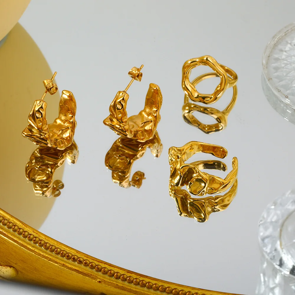 

Stainless Steel Women Vintage Earrings Jewelry 18K Gold Plated Ear studs Stylish Jewelry