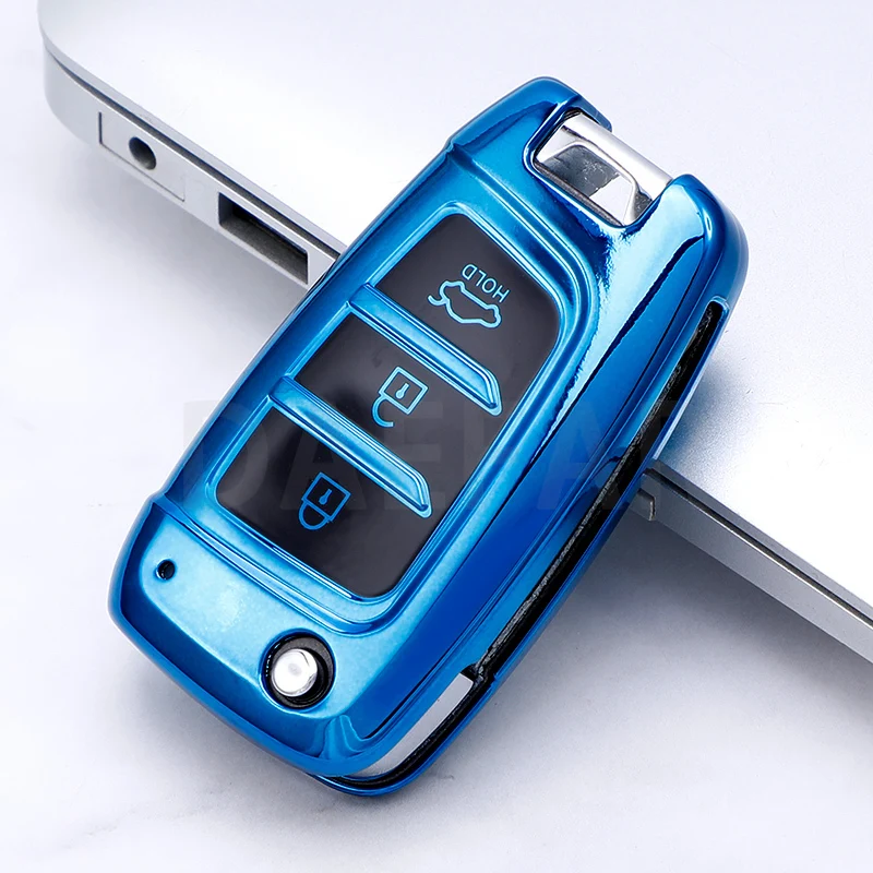 TPU Holder Shell for Hyundai Elantra Solaris Tucson I30 I35 I40 KONA Genesis Santa Fe Azera TPU Car Flip Key Case Cover