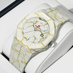 Business Mens Watch VA VA VOOM Top Brand Original Quartz Movement 40mm Marble Pattern Dial Luxury Night Light Sports Wrist Watch