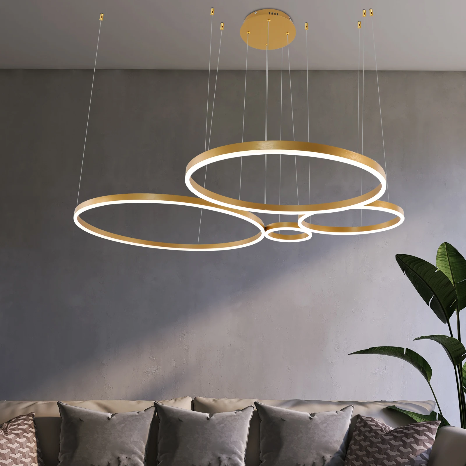 Lampu Gantung Modern 4 Tingkat LED Lampu Gantung Bulat Akrilik LED dengan Remote Control