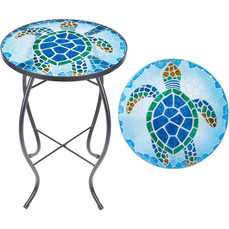 

Patio Side Outdoor Accent Bistro Coffee Plant End Small Porch Indoor Round Glass Balcony Plant