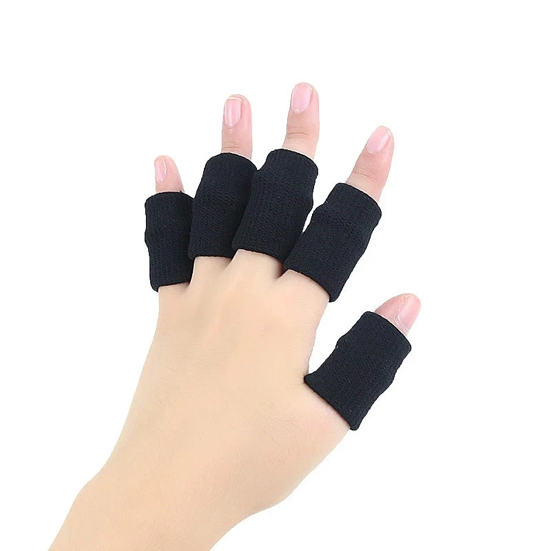 10pcs Elastic Knitted Finger Protectors Finger Brace Support Finger Guards Sports Finger Protective Sleeves Covers