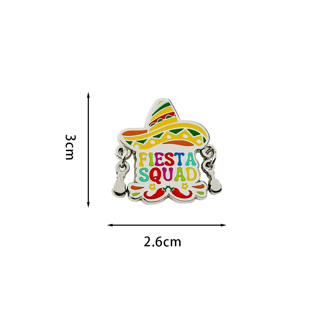 Fiesta Squad Mexican Party Badge Cinco de Mayo Festival Enamel Pin Mexican Hat Brooch Fun Holiday Souvenir Decoration