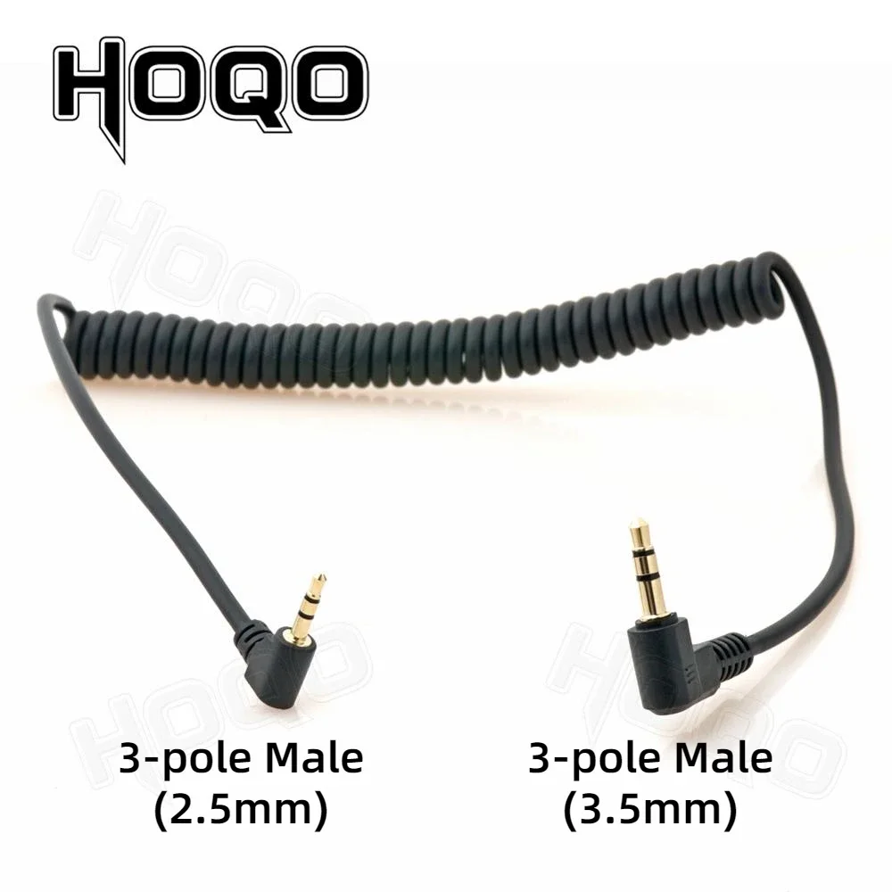 90 Degree 3.5mm 3/4 Pole Male TRS to TRRS 3.5/2.5mm 3/4 Pole Male/Female Headphone Stereo Audio AUX Spring Coiled Spiral Cable