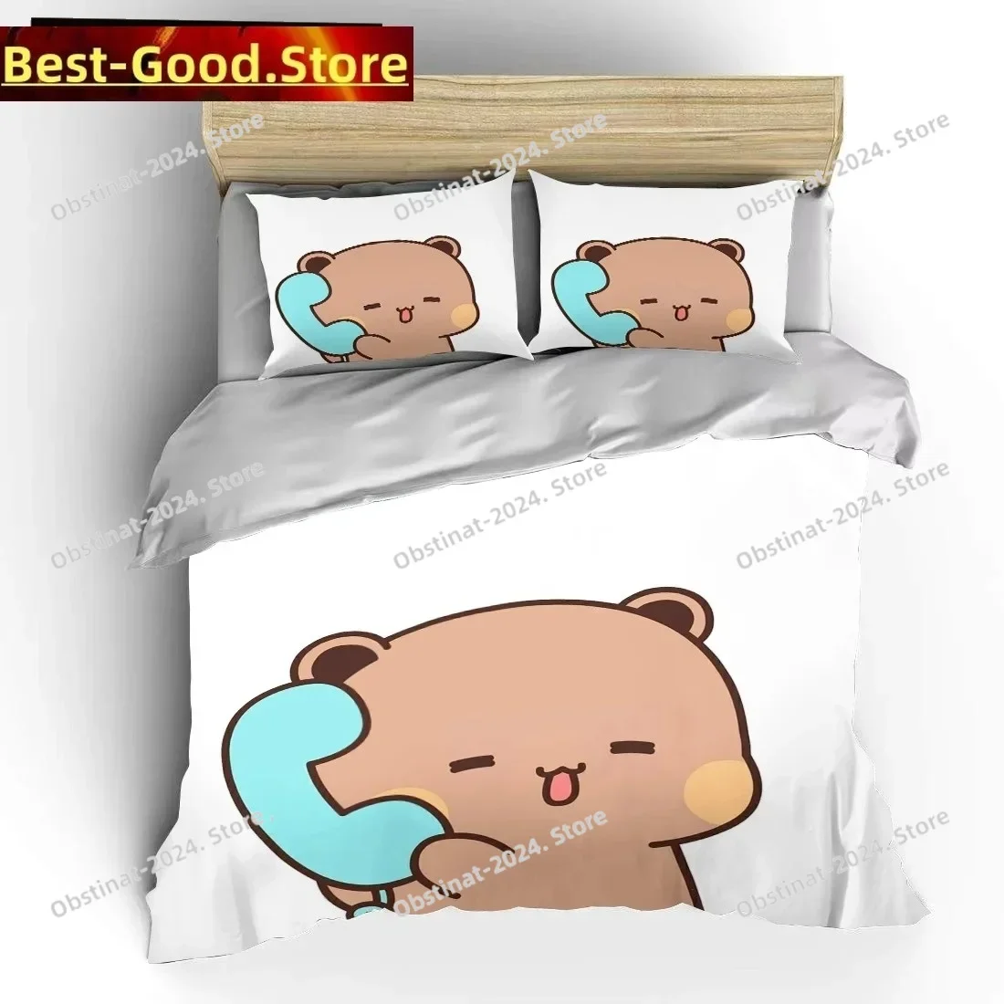 

3D Bubu Dudu Cartoon Cute Bear Kawaii Christmas Gift King Twin Double Child Bedding Set Microfiber or Polyester Duvet Cover Set