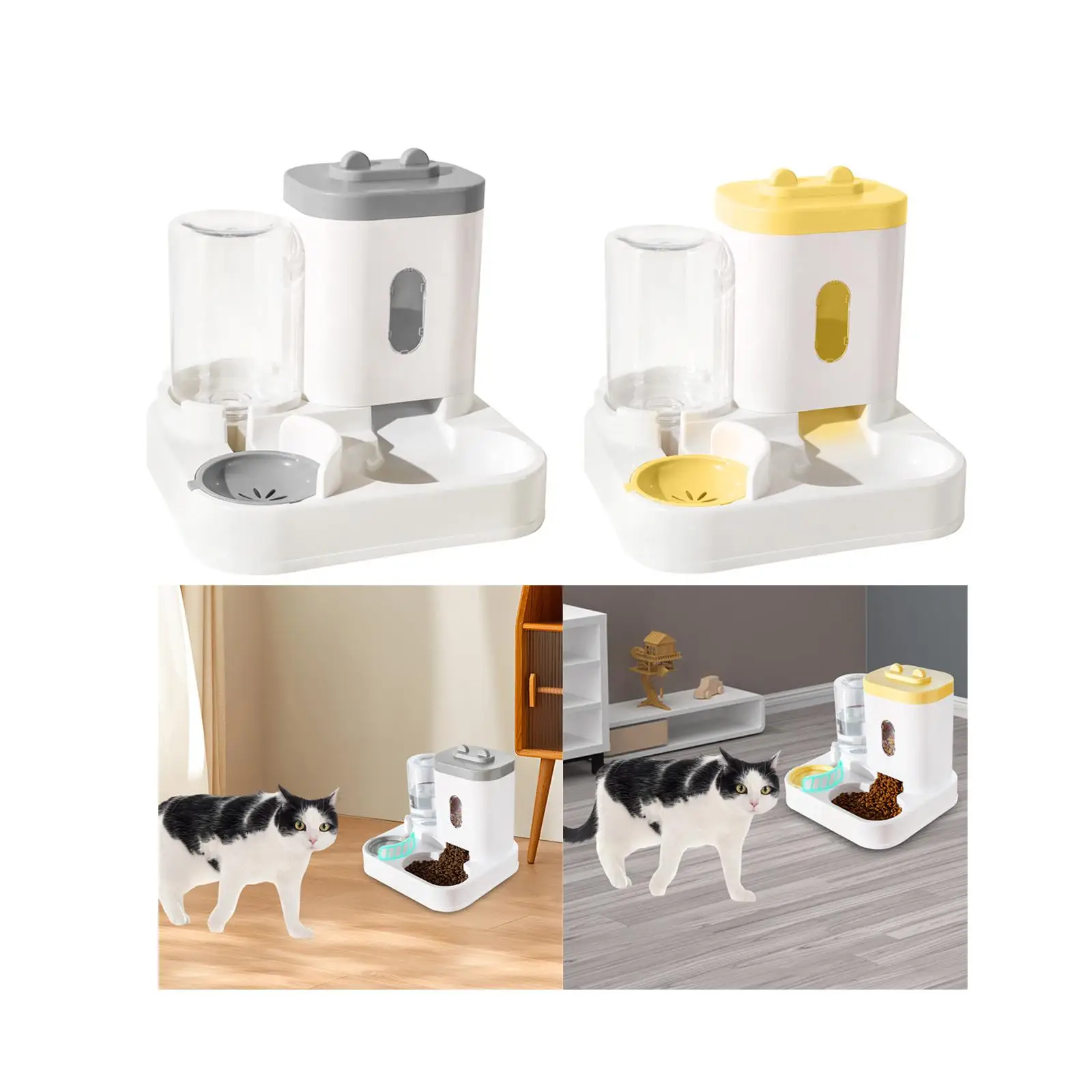 Cat Feeder and Water Pet Food Bowl Cat Water Fountain Automatic Cat Feeder for Puppy Rabbits Cats Medium Pet Small Animals