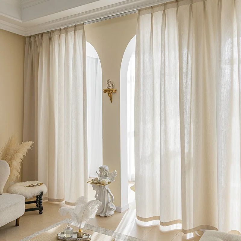 French-style Sheer Curtain Light Flittering Keep Privacy Thickened Window Gauze Tulle Curtains for Bedroom