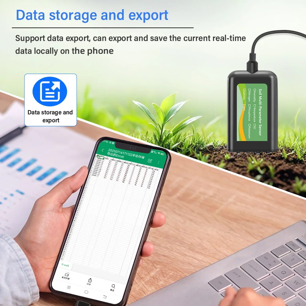 Tester Terreno 7 In 1 Digitale – Misura NPK, PH, Umidità, Temperatura E EC, Con Display LCD Per Giardino E Agricoltura