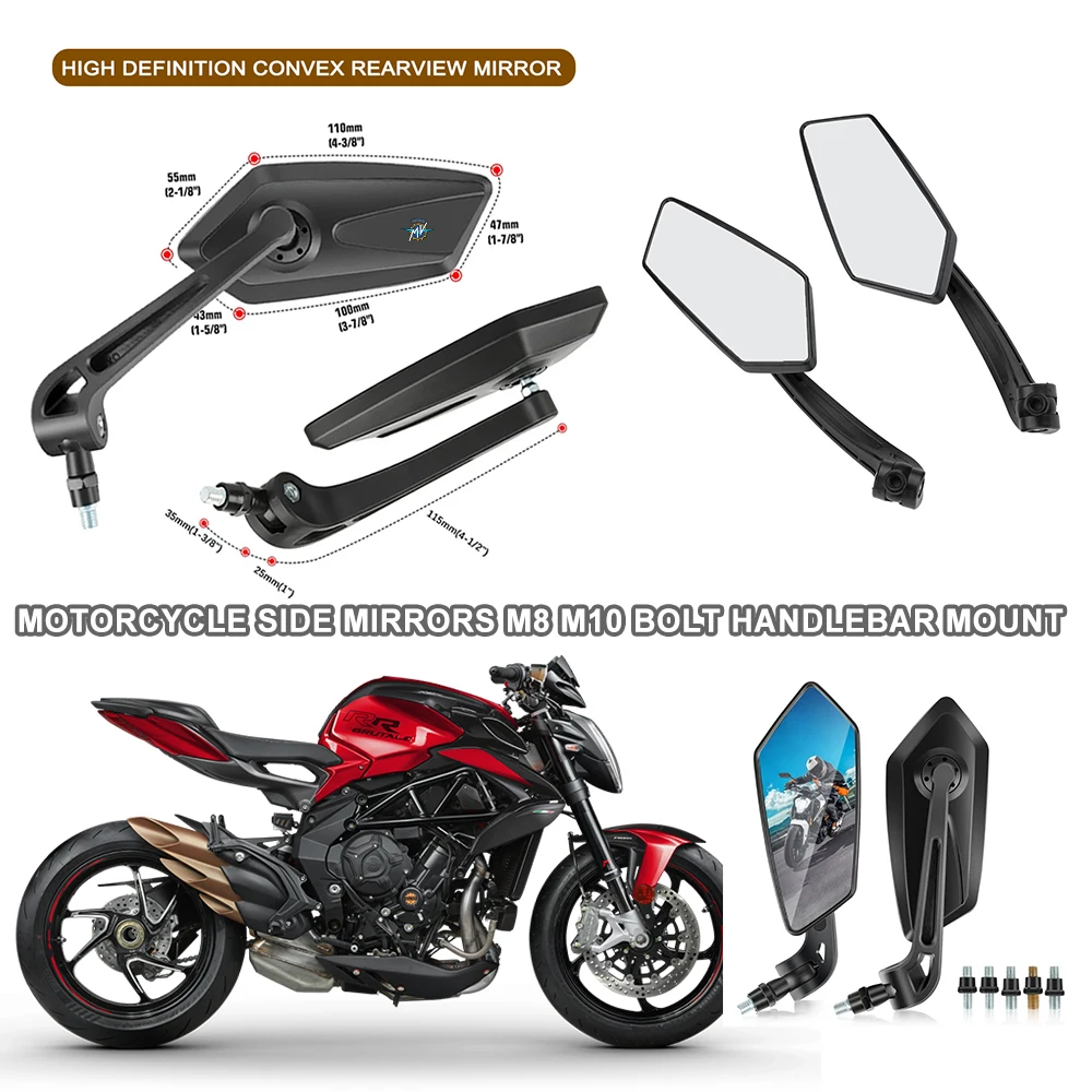 1 Pair Modifyed 360° Foldable Motorcycle Side Rearview Mirrors For MV Agusta F3 675 800 Dragster Brutale 800 Turismo RC RR SCS