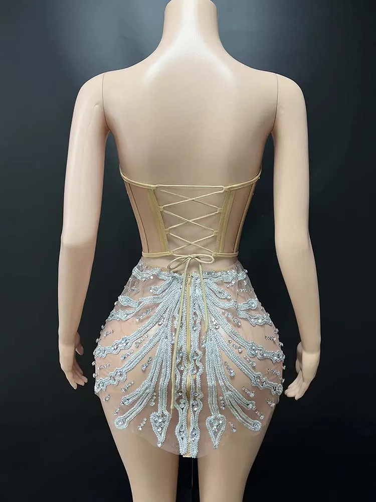 Alta qualidade estampagem quente sexy peito envolto vestido 2025 nova moda roupas femininas personalizadas