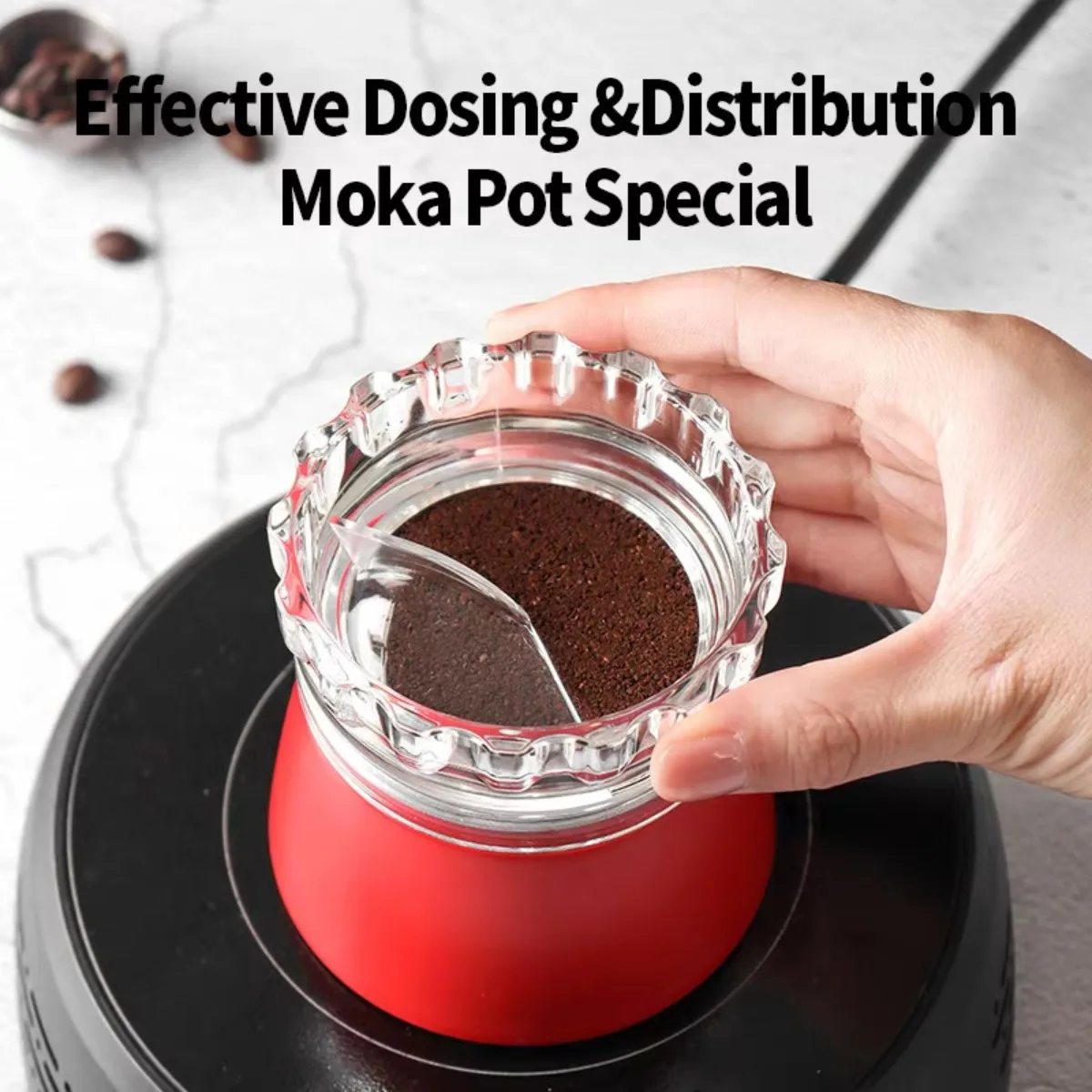 Dosing Ring & Coffee Distributor 2-in-1 for Moka Pot – Fast Coffee Distribution & Tamp, Avoid Mess – Moka Pot Accessories